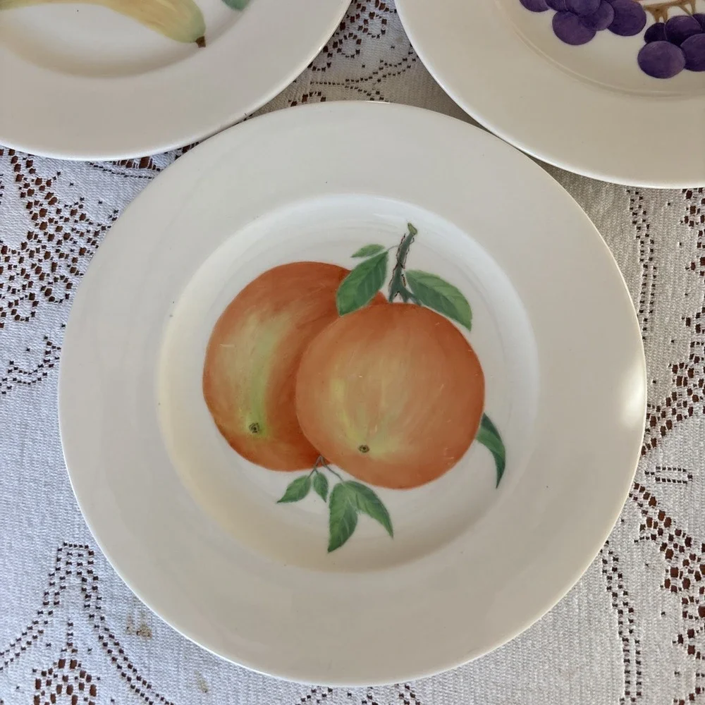 Vintage Hand Painted Fruits‎ Salad, Lunch, Display Plates 50's Louise Hanford